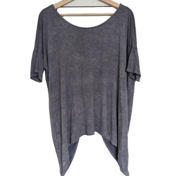 MOD Mineral Wash Open Back Twist Top Dolman Sleeve Boho Gray Size Small S - Picture 2 of 5